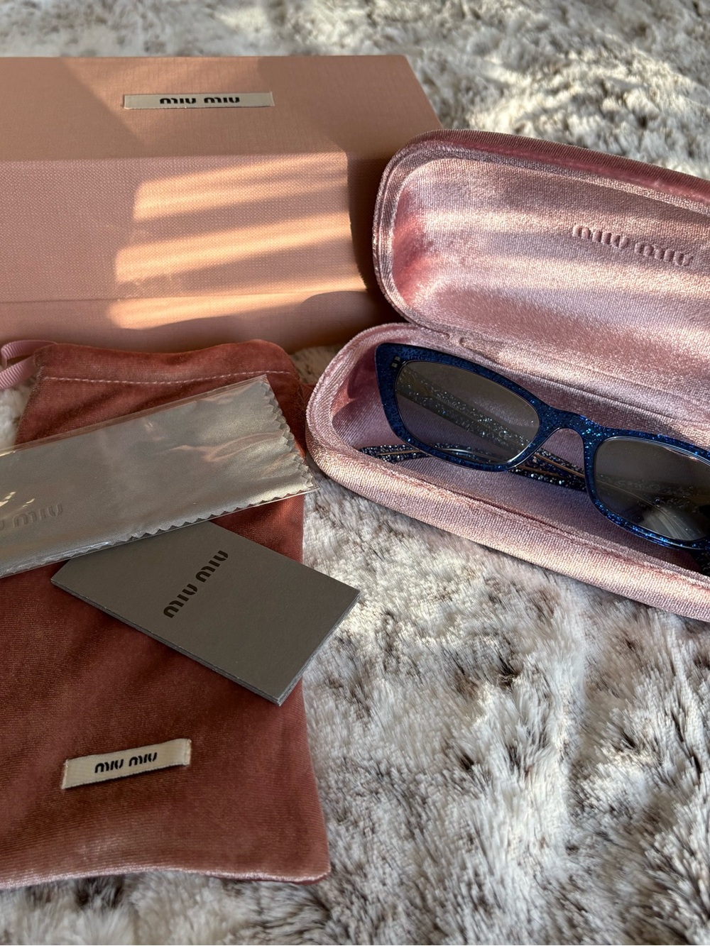 Miu Miu Dusty Rose Velvet Eyewear Case with Matching Pouch